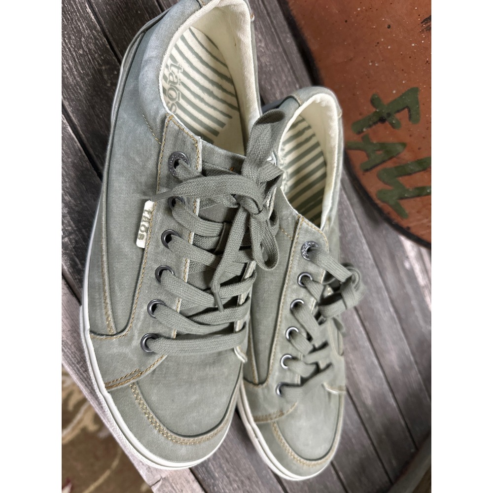 Taos Moc Star Sage Green Washed Canvas Lace Up Sneakers MST-13482A Womens 10.5